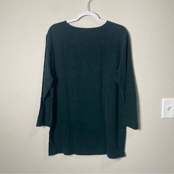Bets By Canvasbacks Forest Green Gauzy Long Sleeve Tunic Top Women's Size Medium - Picture 8 of 10
